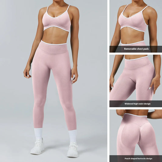 Women's Color Block Yoga Set Sports Bra & High Waisted Shorts Butt Lifting Tummy Control Workout Gym Fitness Running Activewear