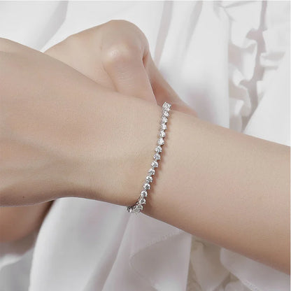 3 Prong 2.5mm 3mm Full D Color Moissanite Diamond Tennis Bracelet for Women 925 Silver Link Chain Spring Buckle Bracelets