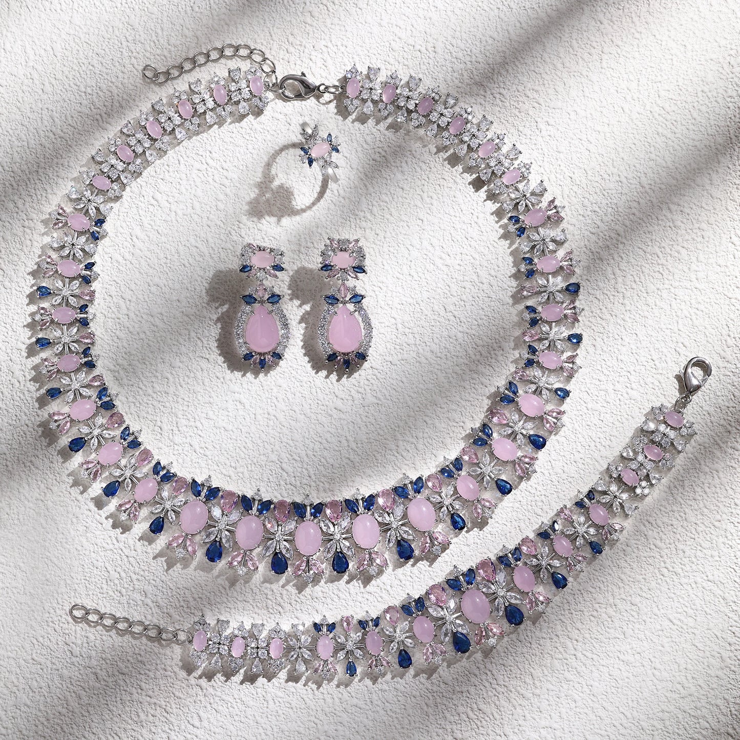 2023 New Fashion 4-Piece Turquoise Dubai Women's Wedding Jewelry Set Nigeria Africa Necklace Earring Set