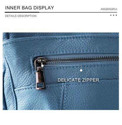 New Genuine Leather Women's Bag Casual One Shoulder Crossbody Bag Multi Pocket Messenger Bag