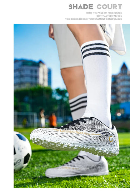 Large Size FG/TF High Quality Mens Soccer Shoes Non-Slip Turf Soccer Cleats for Kids Training Football Boots Chuteira Campo 48