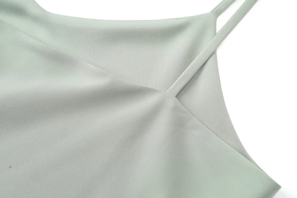 woman clothing high Stretch ribbing closed-fit wrap tops + Matte Satin dress Maxi matching sets (ship out in 1 day)