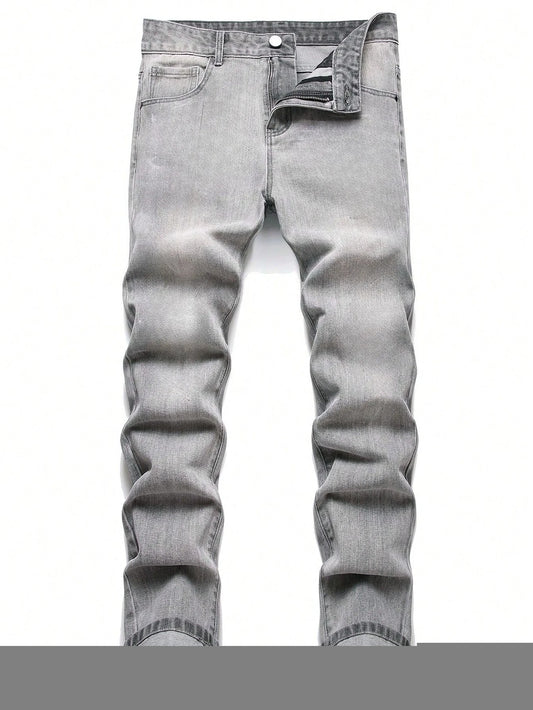 1pc Men's Slim Denim Pants, New Trend Party Street Style, Pocket Jeans, Suitable for Daily Wear for Couples in All Seasons