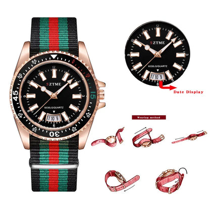 New fashionable women's nylon strap calendar watch, luxurious and simple casual couple luminous quartz watch