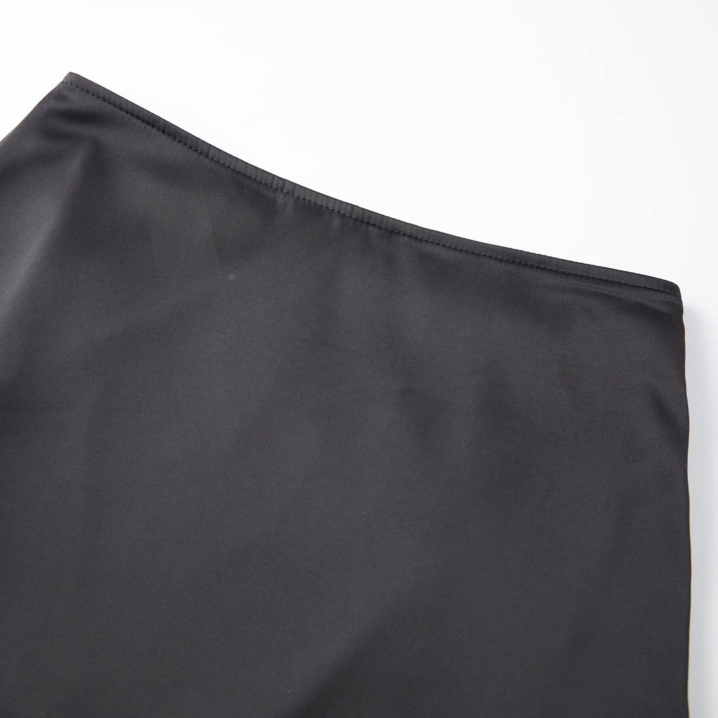 Women Satin Half Slip Skirts Lace Trim Elastic Waist Midi Skirt Elegant Silky Bodycon Knee Length Underskirts