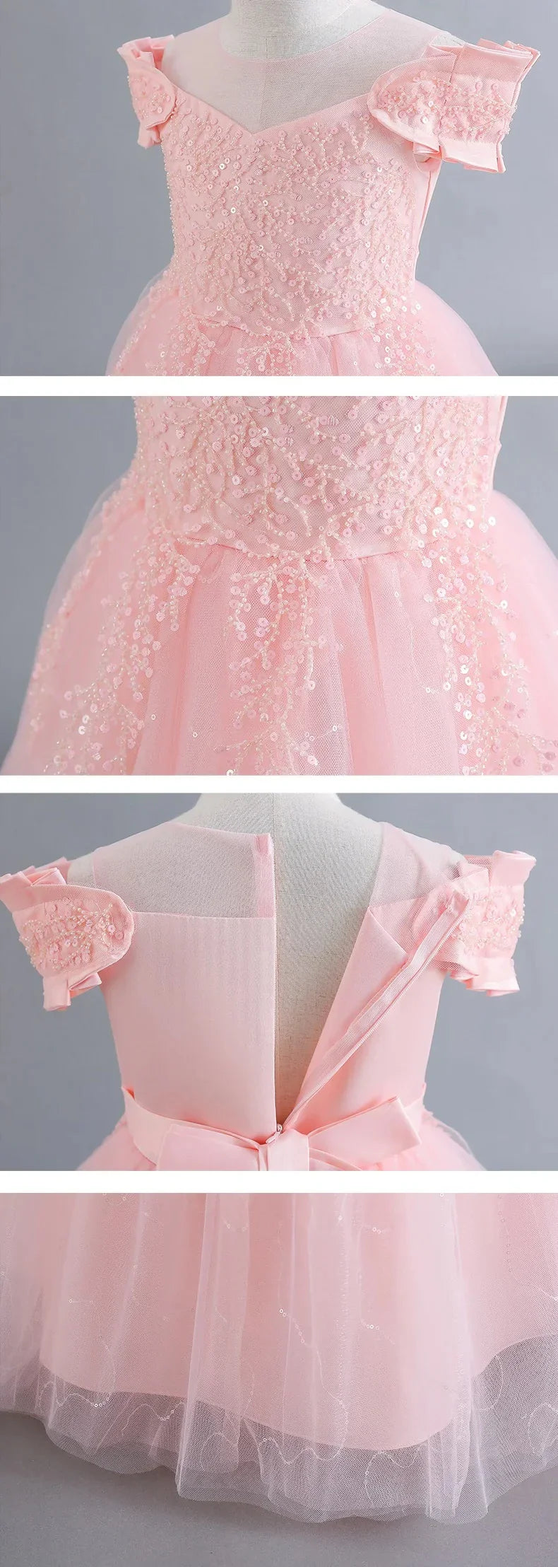 Flower Girl Lace up Dress Wedding Kids flowers First Communion Ball embroidery Festival Party Dress 12Y