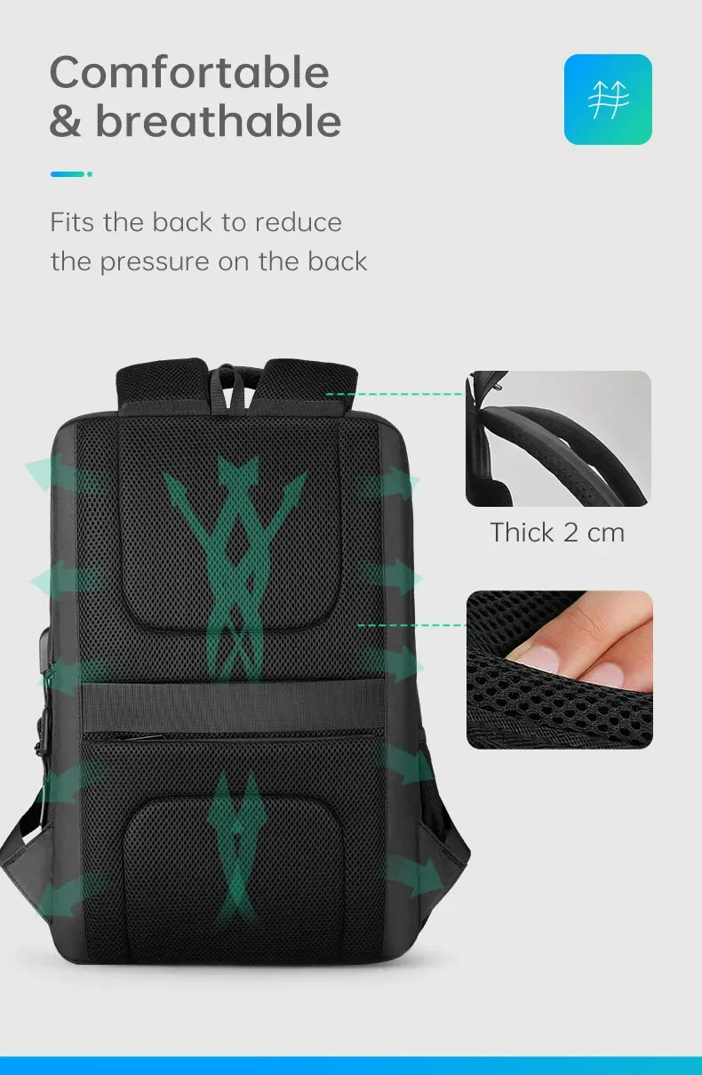 Multi Layers Men's Backpack Fits 15.6inch Laptop Water Repellent Backpacks for Students