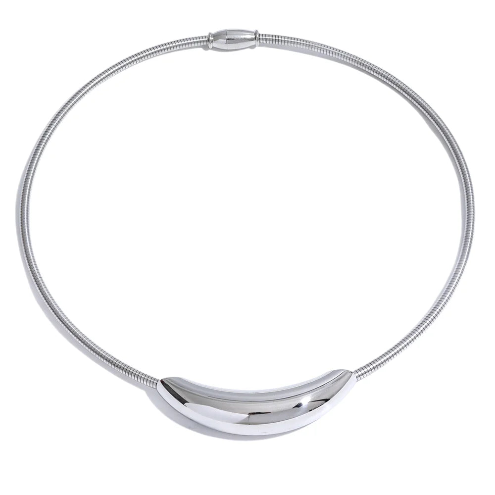 Waterproof Stainless Steel Popular Choker Light Necklace Women Statement Metal 18K Gold Plated Trendy Fashion Jewelry
