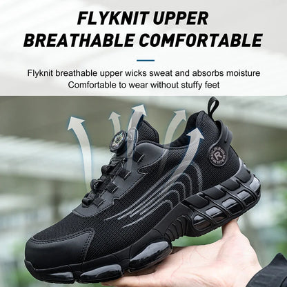 Rotating Button Work Safety Shoes for Men protection Safety Work Shoes Anti Puncture Work Sneakers Anti-smash Steel Toe Boots
