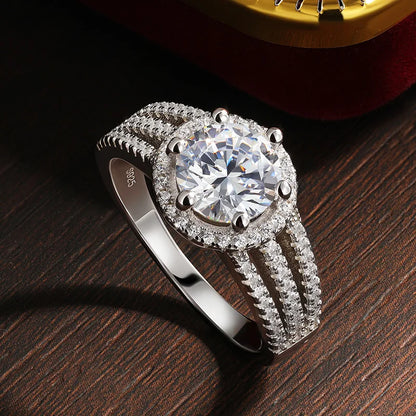 3CT D Color VVS1 Moissanite Engagement Ring for Women GRA Certified 925 Sterling Silver Plated 18k White Gold Jewellery