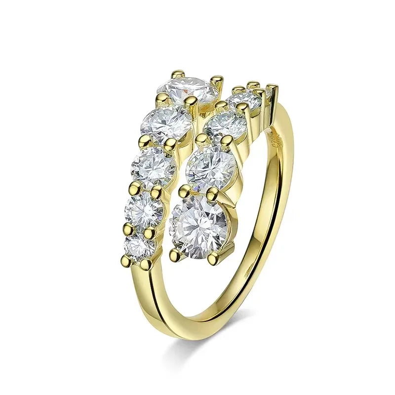 10 Gems Full Moissanite Rings for Women Sparkling Flawless Lab Created Diamond Wedding Band S925 Sterling Silver Jewelry