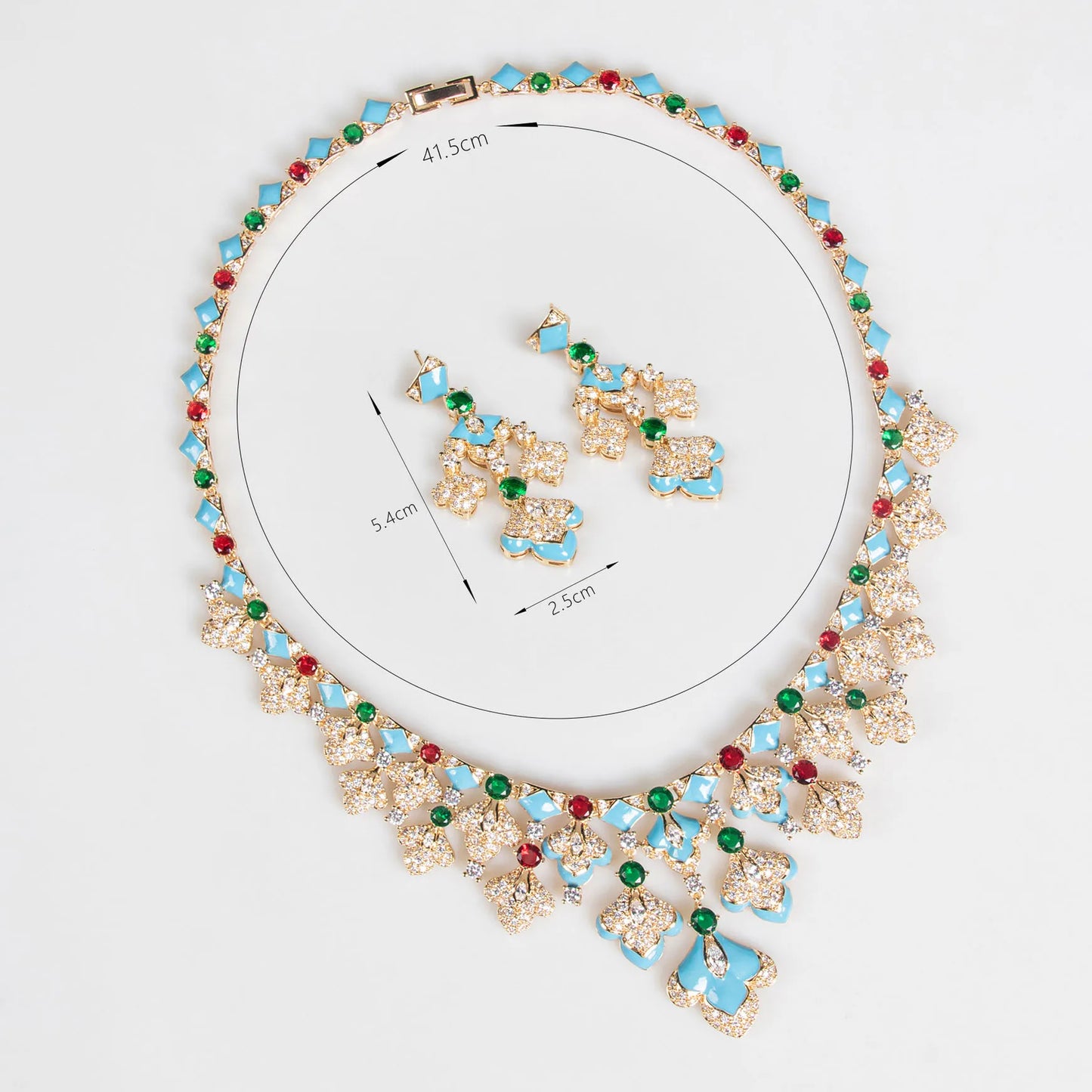 Colar e Brincos de Zircônia com Folha de Bordo Nova Pintada a Óleo, Conjunto de Joias para Noivas, Festas Noturnas, Acessórios Femininos Nigerianos M-288