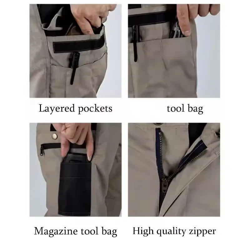 Multi-pocket Work Pants Men Waterproof Straight-leg Cargo Pants Outdoors Wear-resistant Hiking Casual Pants Spring Male Joggers