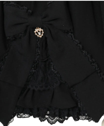 Liz Japanese New 2026 Spring Sweet Girl Heart Buckle Double Bow Lace Patchwork High-waisted Kawaii Elegant Princess Short Skirt