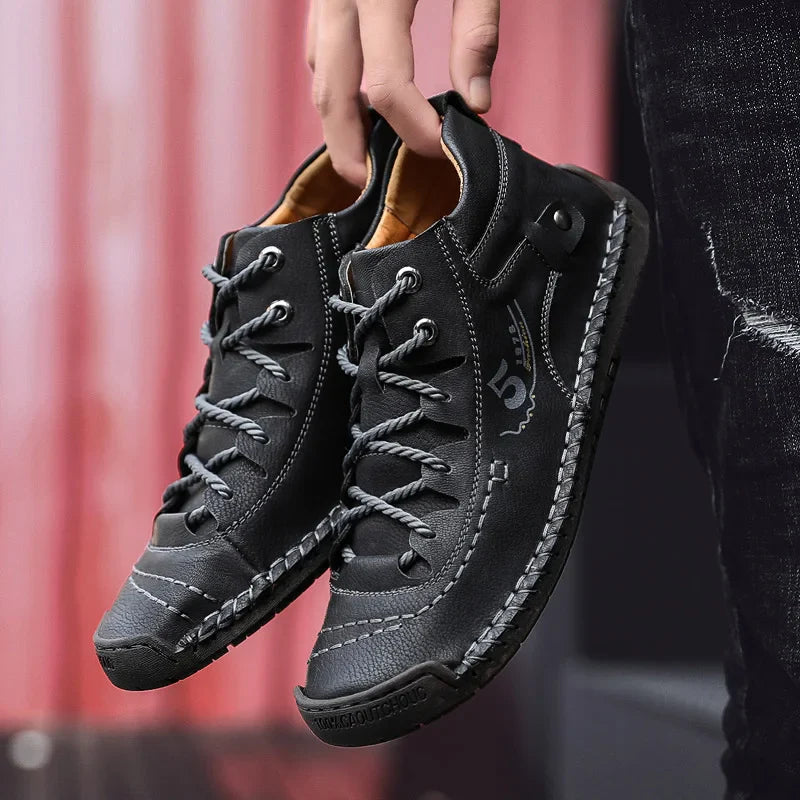 Men's Shoes Leather Unisex Walking Shoes Women Hand Stitching Outdoor Stitched Men Casual Boots