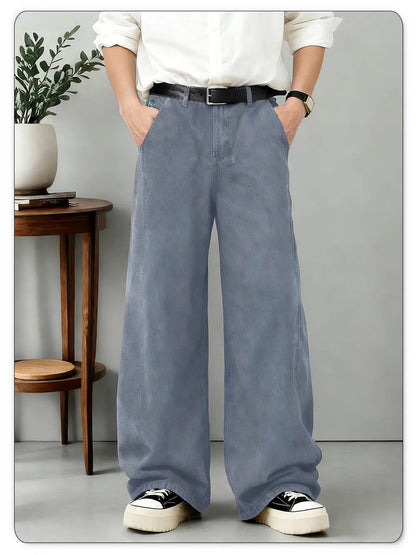 American Men's Retro Brown Ultra Baggy Wide Leg Jeans Street Casual Embroidery Oversized Men's Clothes Unisex Denim Pants