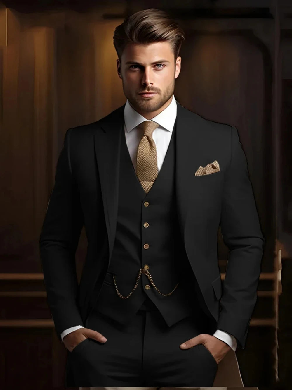 Multi-colors Male Suits 3 Pieces Jacket With Vest Pants Wedding Groom Sets Notched Lapel Men's Formal Business Office Suit Set