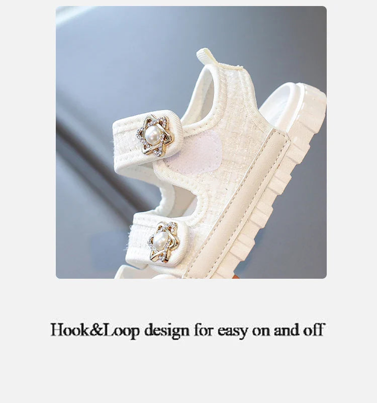 2025 Summer New Children Sandals Girls Elegant Princess Style Sandals Baby Anti-kick Foot Protection Sandals