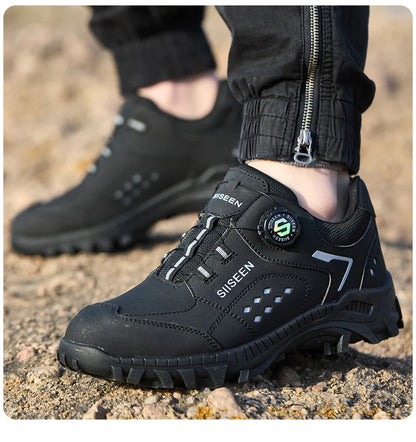 Steel Toe Safety Shoes for Men - Puncture Proof, Slip Resistant & Durable Work Boots for Construction, Outdoor Industrial Use