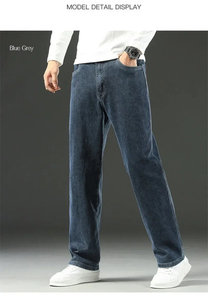 2025 Novo Estilo Y2 Primavera e Outono Jeans Folgados Masculinos Calças Retas Largas Casuais de Negócios Marca Roupas Masculinas