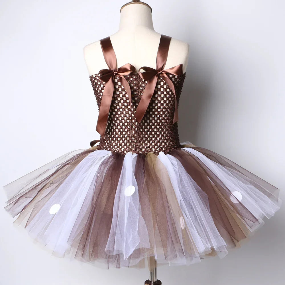 Deer Costume for Girls Christmas Tutu Dress Girls Fancy Elk Reindeer Dress Up Clothes Kids Halloween Birthday Party Costumes