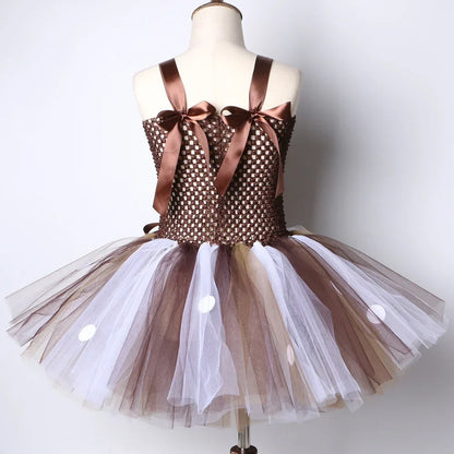 Deer Costume for Girls Christmas Tutu Dress Girls Fancy Elk Reindeer Dress Up Clothes Kids Halloween Birthday Party Costumes