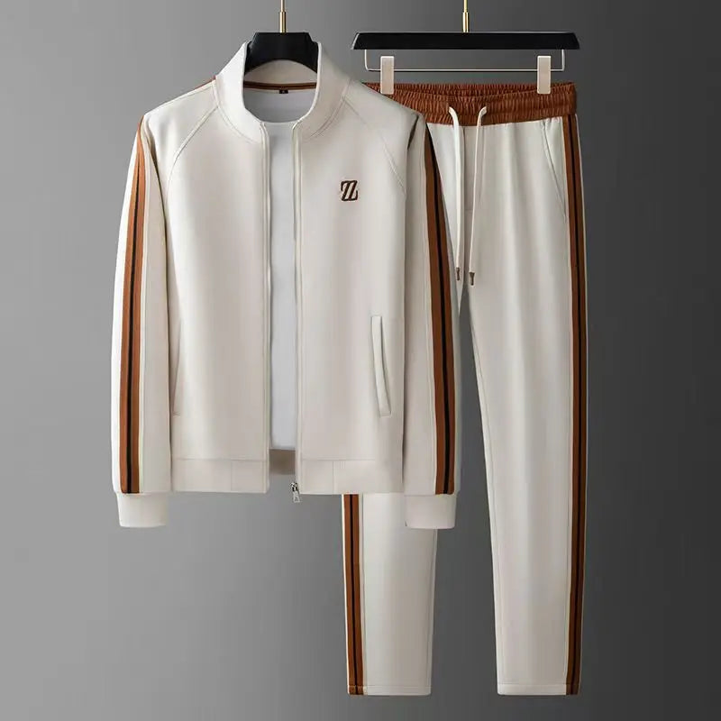 Spring Autumn Fashion Embroidered LOGO Men's Sports and Leisure  Jacket Pants 2-pc Set Youth Street Party Brand Men Sets