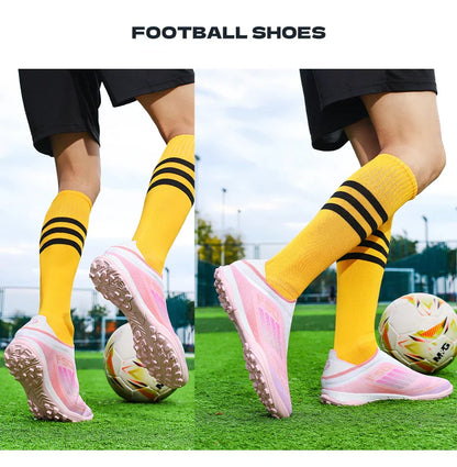 Men Football Boots Futsal Ultralight Soccer Shoes Training TF Match Long Spikes Breathable Indoor Sneakers Cleats Drop Shipping