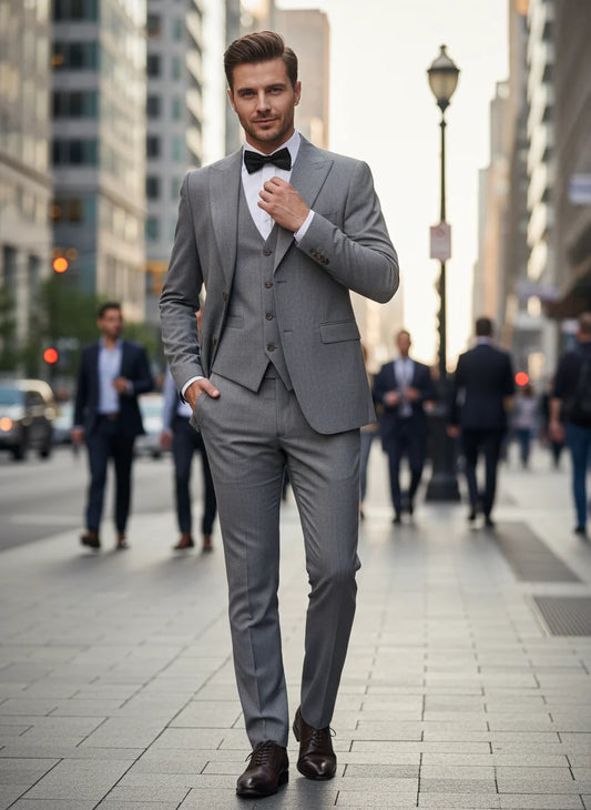 New 2 buttons on suit grey modern design mens office wear blazer coustime homme luxe Bead edge craftsmanship