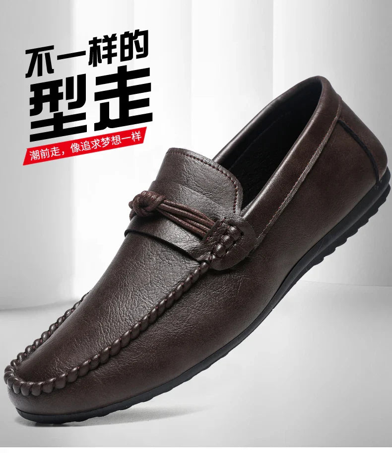 Classic Black Men's Leather Loafers Big Size 46 Slip on Shoes Man Office Shoes Comfortable Soft Flat Casual Shoes For Men