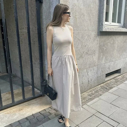 Dresses 2025 Woman Sleeveless Black Long Dress Women Bodycon Summer Solid Dresses One Pieces Midi Casual Dresses