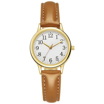 Women Quartz Fine Watch Easy To Read Arabic Numerals Simple-Dial