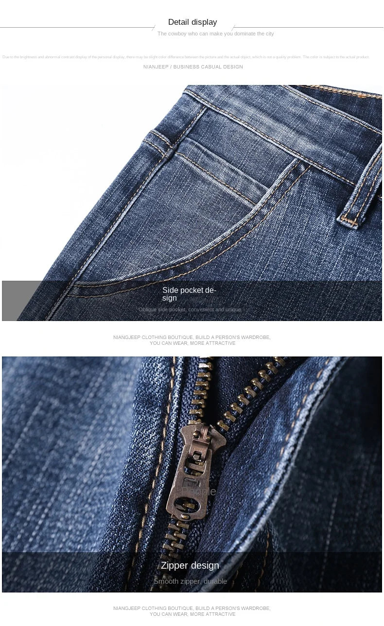 New Autumn and Winter  Plus Size 40 42 44 Men Straight Loose Jeans Business Fashion Denim Stretch Pants Male Brand Trousers