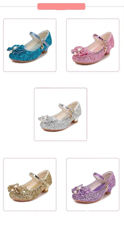 Baby Girls Princess Shoes Party Butterfly Crystal High Heels Sandal Children Dance Glitter Diamond Shoe Kids Walk Show Shoes