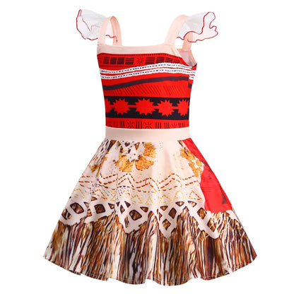 Vestido Moana Casual para Menina 2024, Aventura no Oceano, 2 Fantasias de Vaiana Chique, Traje de Halloween Princesa, Roupa de Verão, Vestido