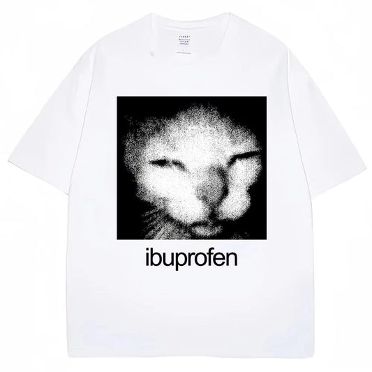 Vintage Funny Cat Meme Graphic T Shirt Men Women Humor Fashion T Shirts Oversized Cotton Casual Streetwear T-shirts