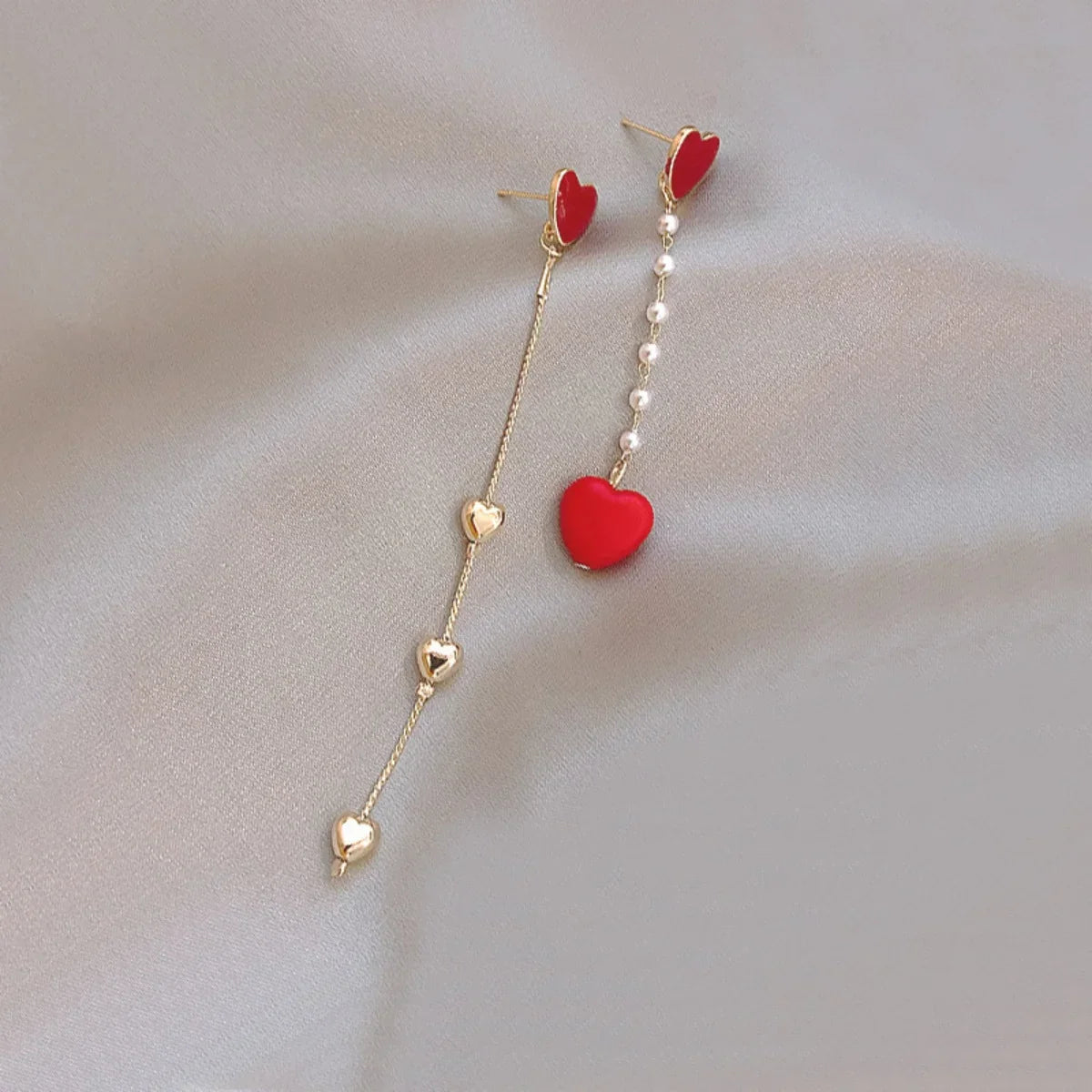 Korean Asymmetric Hollow Black Heart Dangle Earrings For Women Temperament Exaggerated Love Heart Drop Earrings Wedding Jewelry