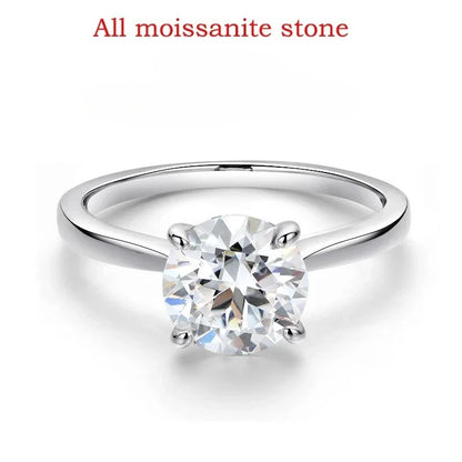 White Gold 2ct 100% Moissanite Engagement Ring for Women S925 Sterling Silver Lab Diamond Promise Wedding Band Jewelry