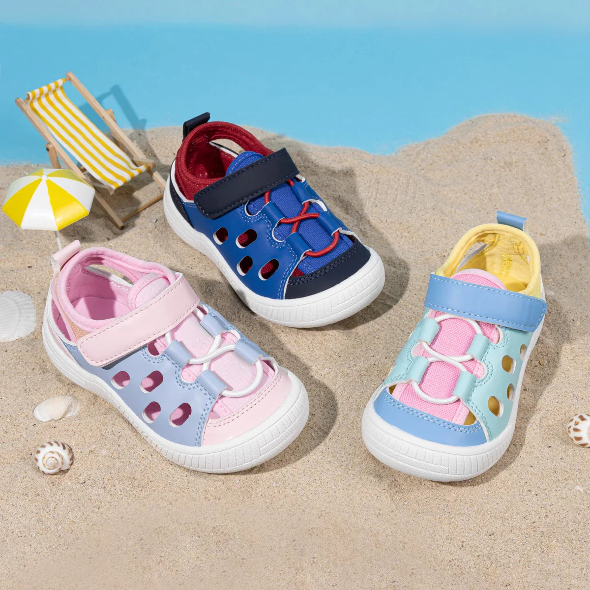 Toddler Little Kid Boys & Girls Closed Toe Sandals Velcro Breathable Cutout Summer Beach Casual Shoes
