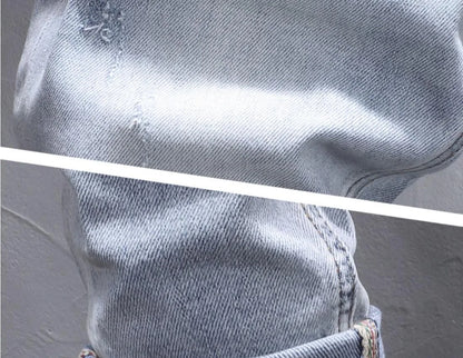 Spring and Autumn New Fashion Trend Solid Color Straight Stretch Denim Pants Men Slim Breathable High Quality Small Foot Pants