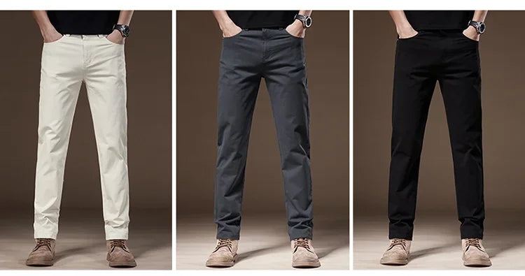2024 New Autumn Men's Business Casual Trousers Work Pants Male Formal Dress Pants Straight Men's Clothes Black Gray Apricot