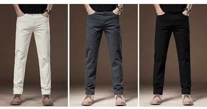 2024 New Autumn Men's Business Casual Trousers Work Pants Male Formal Dress Pants Straight Men's Clothes Black Gray Apricot