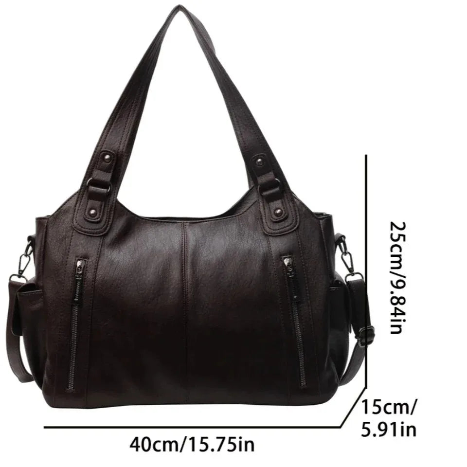 Daily Business Commuting Large Capacity Tote Hand Bags Soft Pu Leather Shoulder Bags for Women Zipper Women's Handbags Quality