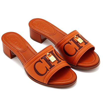 Fashion Monogram Print Elegant Design Women's Low Heeled Slippers Solid Color High Quality Metal Lock Simple Single Shoes