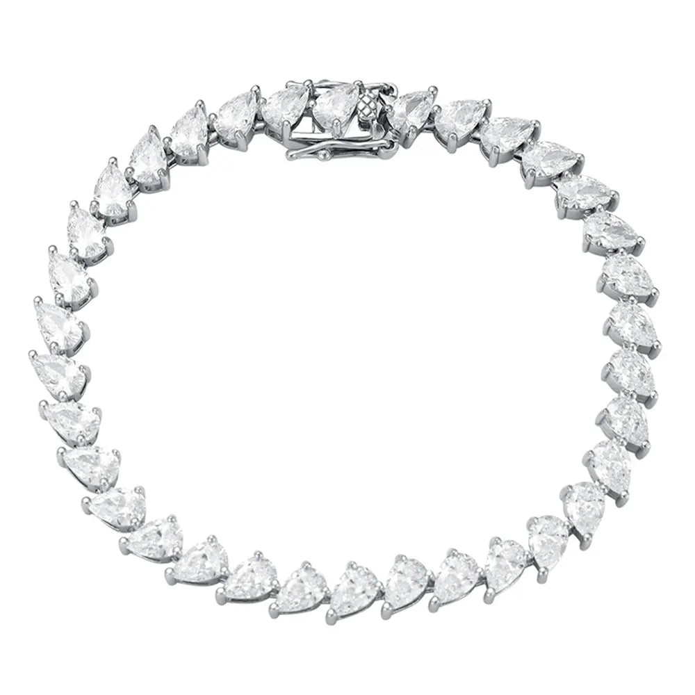 4x6mm Pear Moissanite Tennis Bracelet s925 Sterling Silver Plated 18k White Gold with GRA Fine Bracelet for Women Man