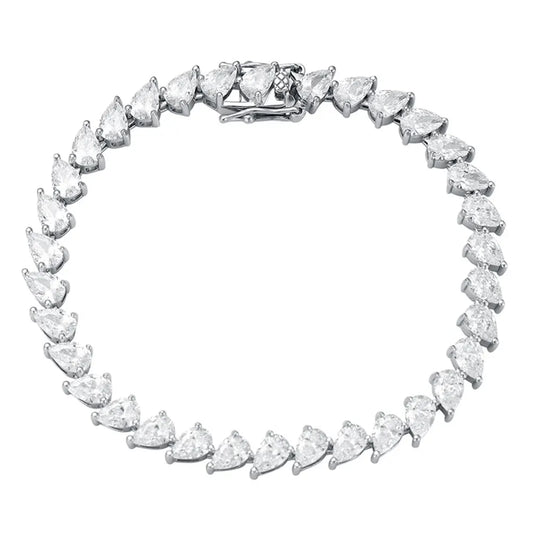 4x6mm Pear Moissanite Tennis Bracelet s925 Sterling Silver Plated 18k White Gold with GRA Fine Bracelet for Women Man