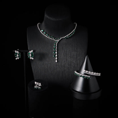 00086 Necklace Sets for Women Heart Water Drop Cubic Zirconia Layer Jewellery Set Dubai Saudi Party Engagement Accessory