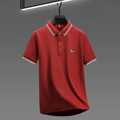 100% pure cotton summer new men's trendy shortsleeved luxury customized business casual polo shirt designer brand badge T-shirt
