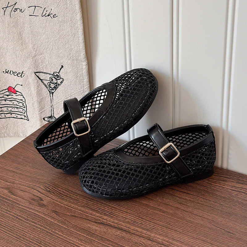Summer Girl's Sandals Hollow Out Hook-loop Casual Chic Kid's Flat Shoe Solid Colors Anti-slip Daily Versatile Children Shoes