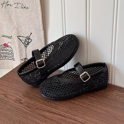 Summer Girl's Sandals Hollow Out Hook-loop Casual Chic Kid's Flat Shoe Solid Colors Anti-slip Daily Versatile Children Shoes